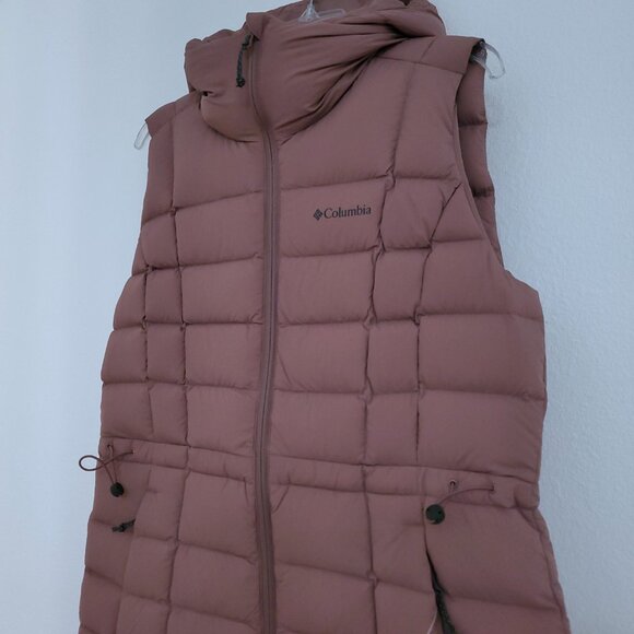 Columbia Women's Ardenwood Mid Hooded Duck Down Feather Vest in Mauve Pink L/XL - Picture 8 of 15